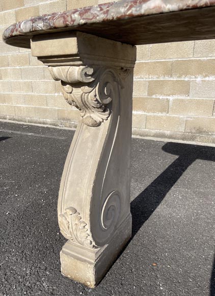 Royal Red marble console with stone legs-3