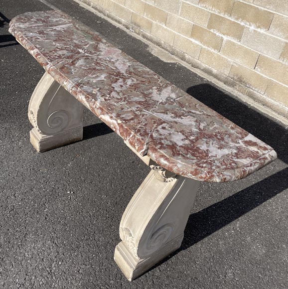Royal Red marble console with stone legs-7