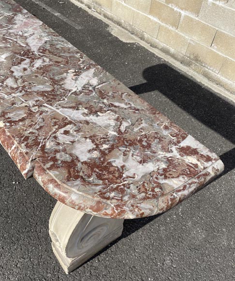 Royal Red marble console with stone legs-8