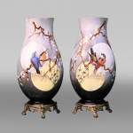 BACCARAT, Pair of vases with Japanese decoration, circa 1900