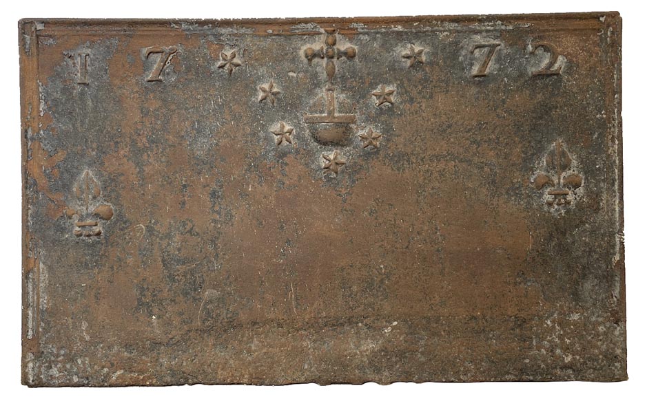 Large fireback with fleur-de-lys, dated 1772-0