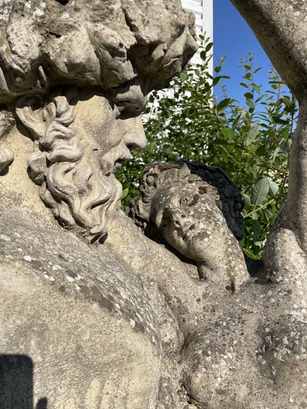 Composite stone garden statue of a woman paying tribute to Baccus-1