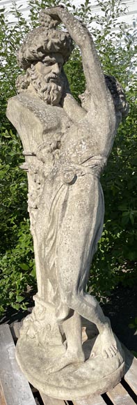 Composite stone garden statue of a woman paying tribute to Baccus-2