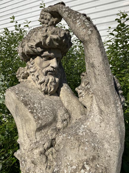 Composite stone garden statue of a woman paying tribute to Baccus-3