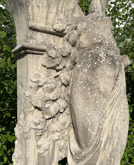 Composite stone garden statue of a woman paying tribute to Baccus-4