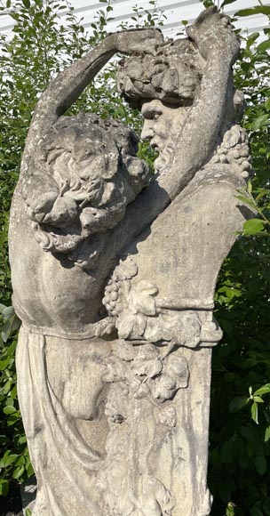 Composite stone garden statue of a woman paying tribute to Baccus-7