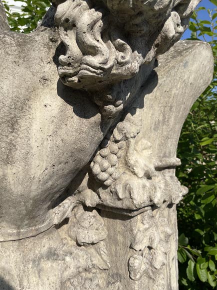 Composite stone garden statue of a woman paying tribute to Baccus-8