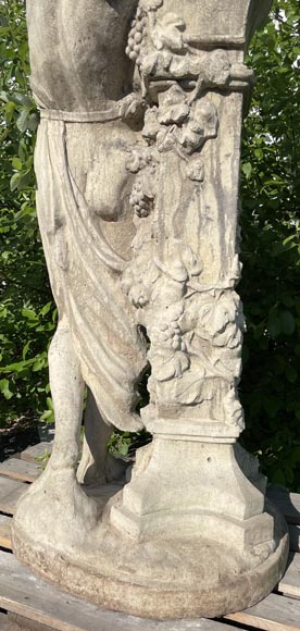 Composite stone garden statue of a woman paying tribute to Baccus-9