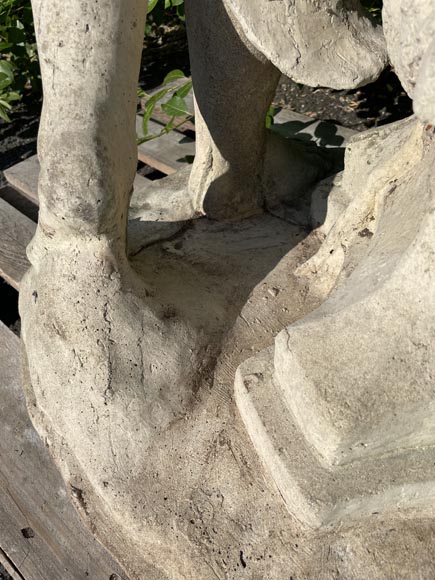 Composite stone garden statue of a woman paying tribute to Baccus-10