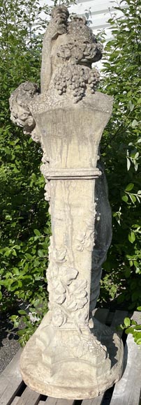 Composite stone garden statue of a woman paying tribute to Baccus-14