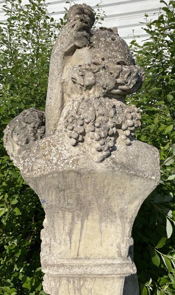 Composite stone garden statue of a woman paying tribute to Baccus-15