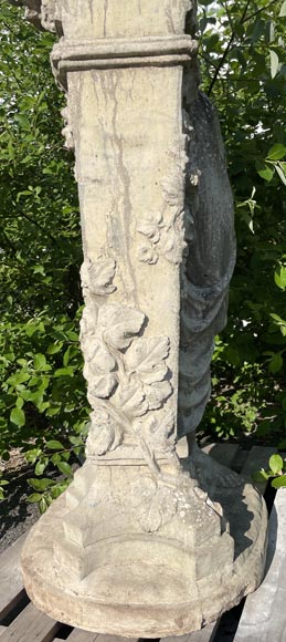 Composite stone garden statue of a woman paying tribute to Baccus-16