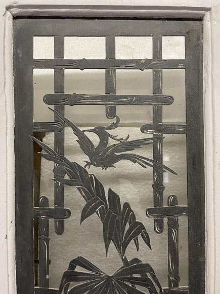 Single door with openwork plant decoration-6