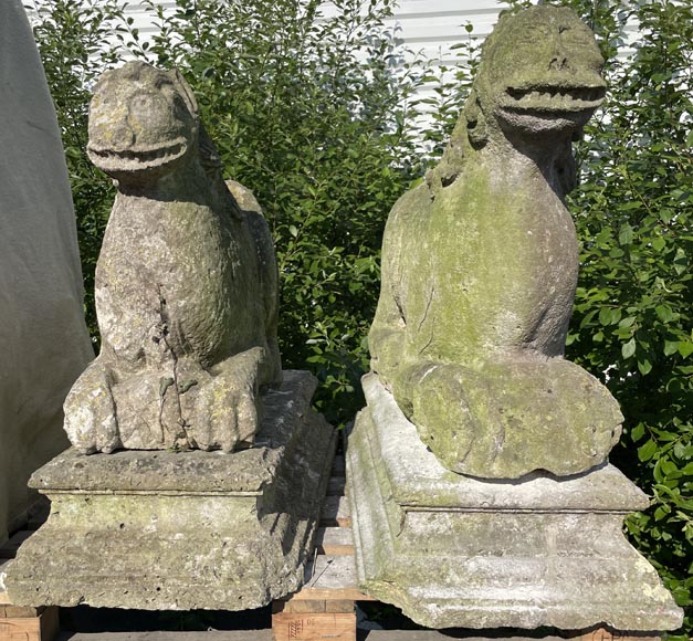 Pair of medieval stone lions-2