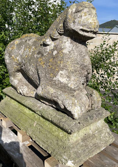 Pair of medieval stone lions-6
