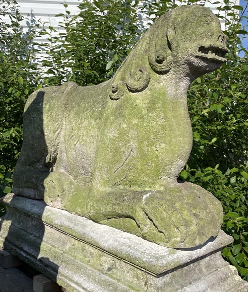 Pair of medieval stone lions-12