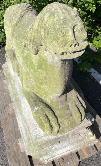 Pair of medieval stone lions-15