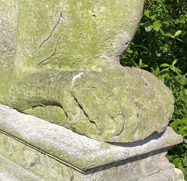 Pair of medieval stone lions-16