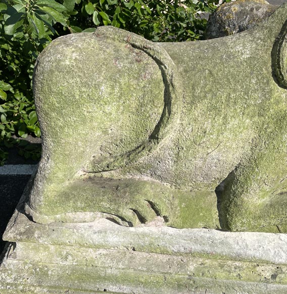 Pair of medieval stone lions-17