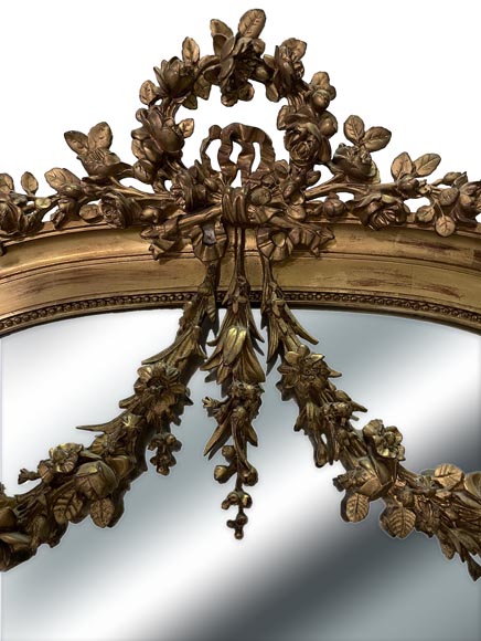 Napoleon III style gilded trumeau with pilasters and flower garlands-1