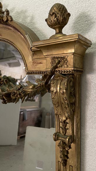 Napoleon III style gilded trumeau with pilasters and flower garlands-6