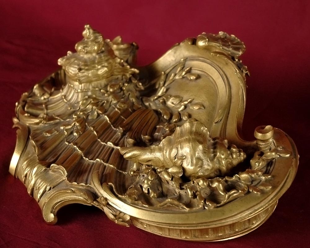 François LINKE (1855-1946)  and Léon MESSAGÉ (1842-1901) (Att. to) - « The Sea », Gilt bronze inkwell -1