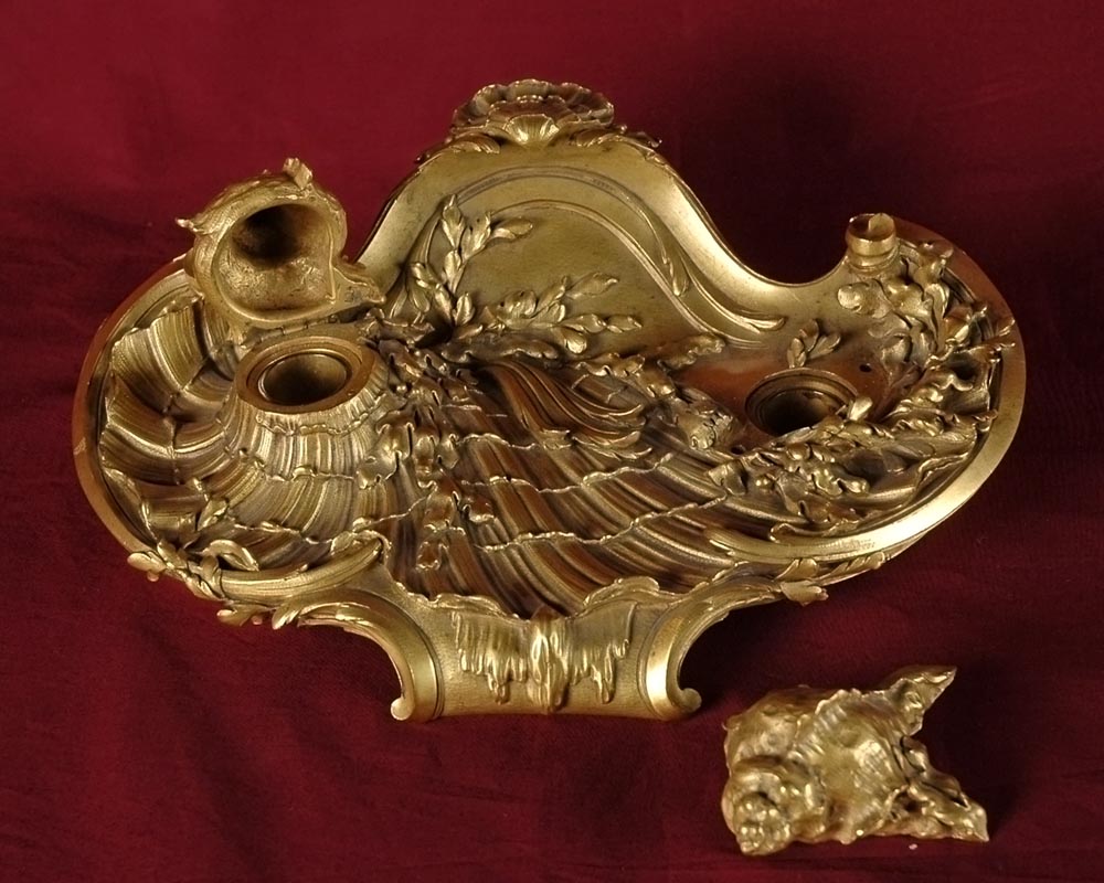 François LINKE (1855-1946)  and Léon MESSAGÉ (1842-1901) (Att. to) - « The Sea », Gilt bronze inkwell -3