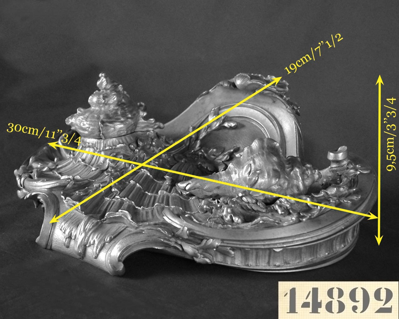 François LINKE (1855-1946)  and Léon MESSAGÉ (1842-1901) (Att. to) - « The Sea », Gilt bronze inkwell -4