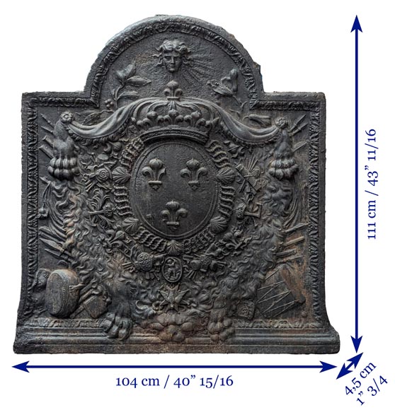 Fireback with the coat of arms of France, with a head of Apollo and the skin of a lion-18
