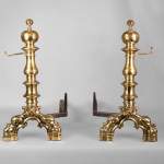 Pair of gilt bronze andirons