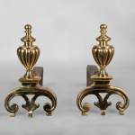Pair of polished bronze chenêt, 19th century
