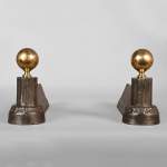 Pair of Napoleon III style polished bronze andirons