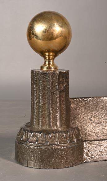 Pair of Napoleon III style polished bronze andirons-2