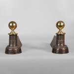 Pair of Napoleon III style polished bronze andirons