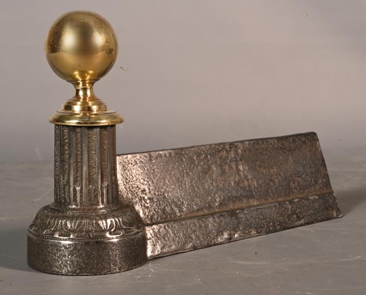 Pair of Napoleon III style polished bronze andirons-1