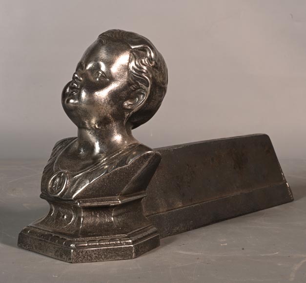 Pair of andirons with child busts-1