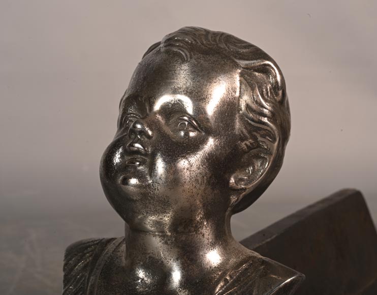 Pair of andirons with child busts-4