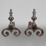 Pair of polished bronze andirons, 19th century