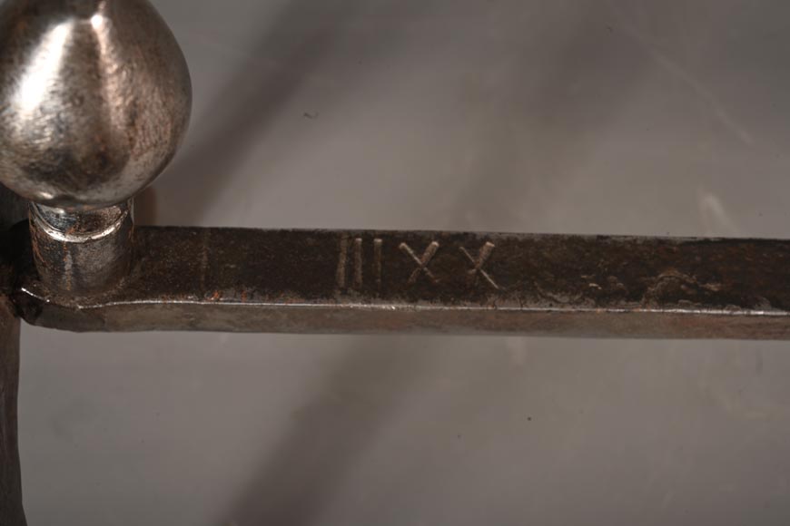 chenets (2) - Fer (fonte/fer forgé), Laiton - XIXe siècle