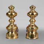 Pair of polished bronze andirons, 19th century