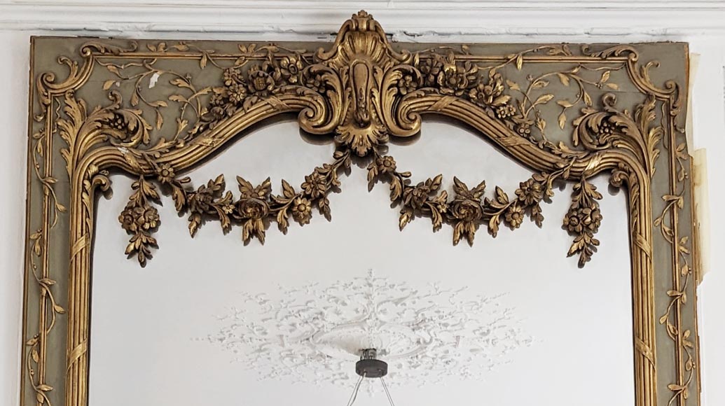 Large Napoleon III style gilded trumeau with floral decoration-1