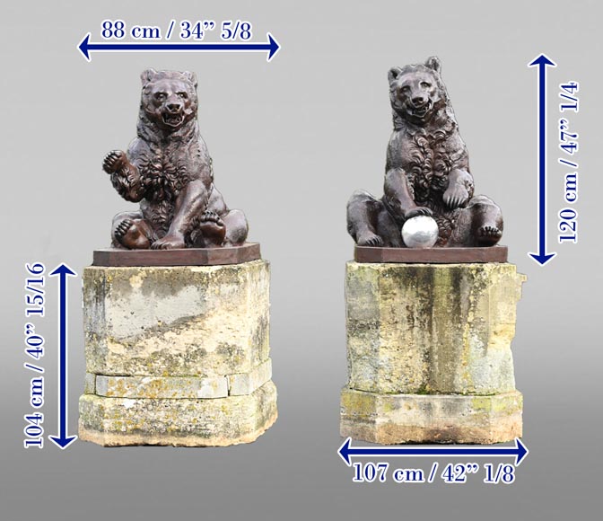 Joseph Simon Volmar (Berne, 1796-1865), Pair of bears in cast iron-12