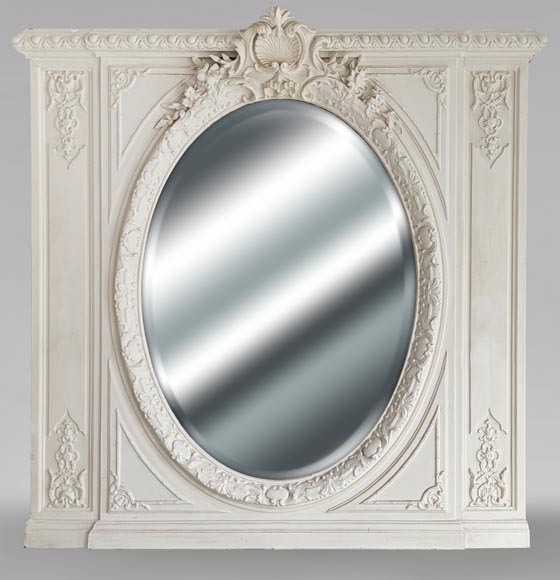 Napoleon III-style trumeau richly decorated with oval bevelled mirror-0