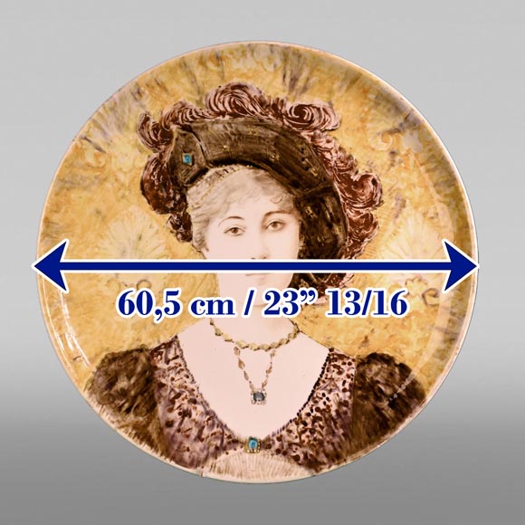Théodore DECK, dish with female bust, second half of the 19th century-5