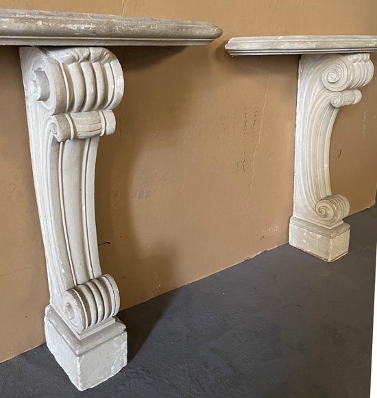 Pair of small stone consoles - Gueridons, Stands, Pedestals, Console