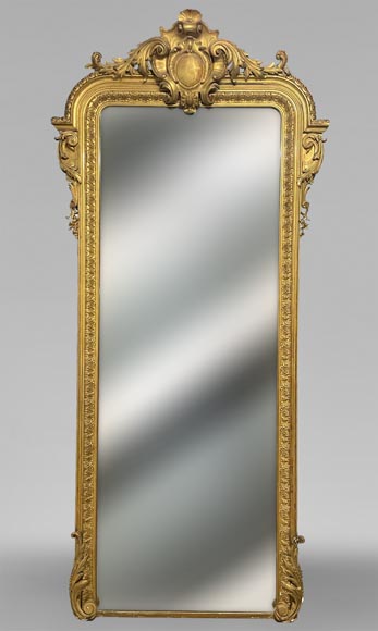 Large gilded trumeau with central medallion in the Napoleon III style-0