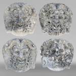 Set of Four Carved Stone Medallions Depicting Satyr Faces
