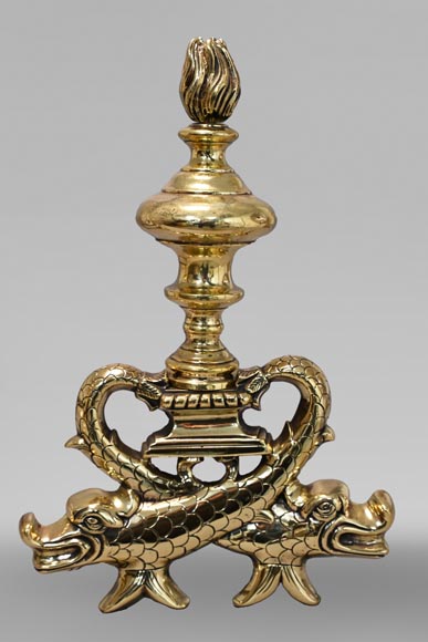 Pair of ormolu fish andirons-2