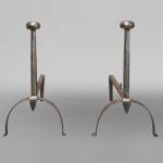 Pair of high andirons with arched feet
