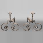 Pair of symmetrical scrolled andirons